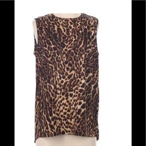 New-Lauren Ralph Lauren Multicolor Animal Print Sleeveless Blouse